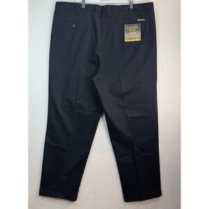 Men's 44 X 32L Deep Dye Savane Black Pants, Wrinkle Free, Permanent Crease